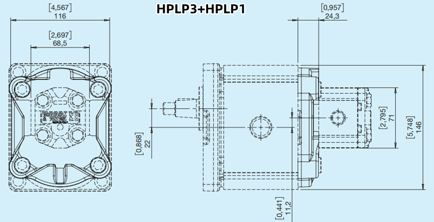 Bondioli&Pavesi邦贝HPLP3+HPLP1多级齿轮泵尺寸